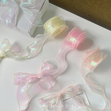 幻彩魚尾絲帶花束花藝包花蛋糕圍邊彩帶diy材料頭飾蝴蝶波浪清倉
