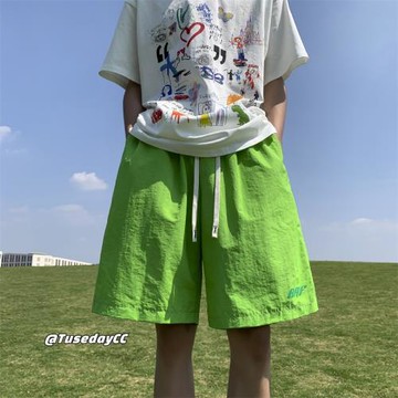 沙灘短褲男夏季日系復古cityboy五分褲男士速干運動褲休閑中褲子