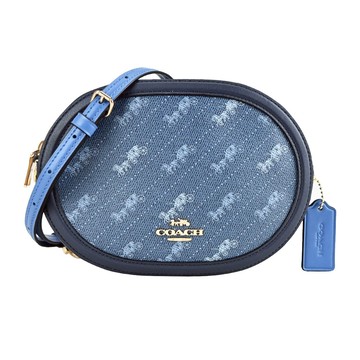 COACH HORSE AND CARRIAGE滿版馬車印花斜背相機小圓包（單寧藍） _廠商直送