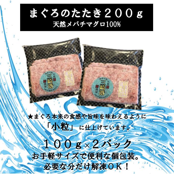 三崎港 まぐろたたき ２００ｇ （１００ｇ × ２パック） 送料無料（沖縄・離島を除く）　鮪 マグロ まぐろ ネギトロ ねぎとろ たたき 天然 三崎