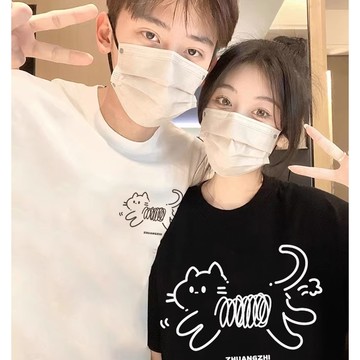 S~XL 彈簧貓 純棉 短T 情侶T【Y1133】MIT 情侶裝 短袖T恤 班服 加大尺碼 男女可穿 可單買