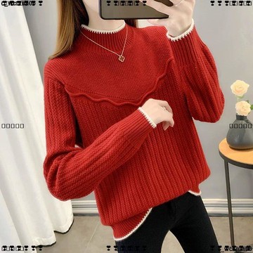 超實惠 九 針織上衣 毛衣 保暖上衣 韓版半高領毛衣新款秋冬爆款加厚保暖針織衫打底寬松洋氣時尚