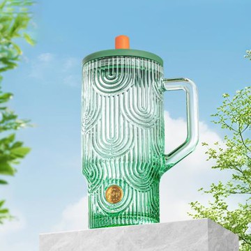 跨境新款冰霸杯ins容量吸管杯玻璃水杯女生高顏值辦公室水杯