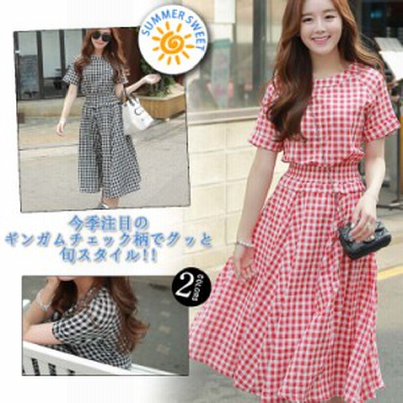 夏ワンピース チェック柄ワンピース ロング 半袖ワンピース フレアワンピース キンガム ウエストゴム Aラインワンピース 通販 Lineポイント最大1 0 Get Lineショッピング
