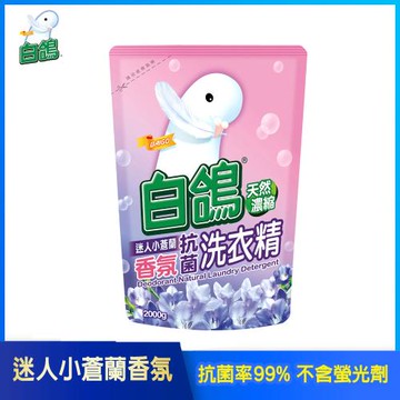 【白鴿】天然抗菌洗衣精 迷人小蒼蘭香氛 補充包 2000g
