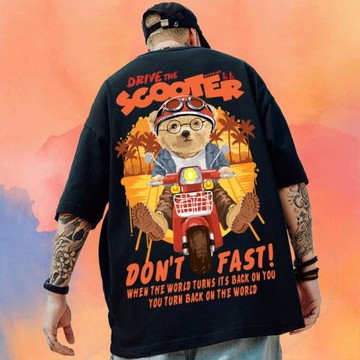 加肥加大t恤男短袖純棉潮牌機車小熊胖子寬松大碼男裝夏季體桖潮