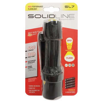 SOLIDLINE SL7 塑鋼可調焦手電筒 400流明 30小時運行時間 防塵防水  1個