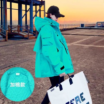 2025爆款薄荷綠初冬夾棉外套女新款二棉風衣加棉加厚時尚薄款棉衣