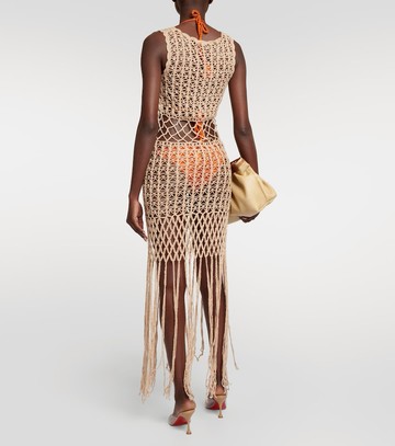 Anna Kosturova Fringe-trimmed crochet midi dress