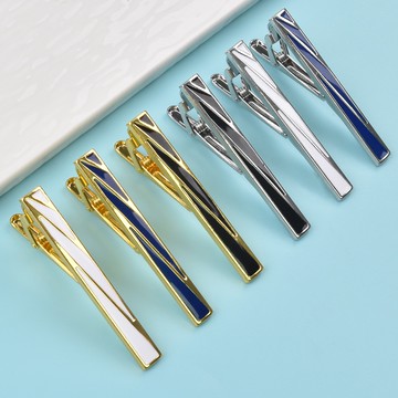 台灣現貨 時尚男士商務正裝領帶夾子 高檔西裝婚禮領帶夾 簡約款 斜條紋領帶夾