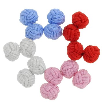 白色淺藍色粉色紅色繩扣袖扣套裝