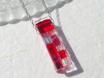 極光玻璃（極光【迷你】【紅】）鍊式項鍊【可改香吊墜】【棉繩，925銀可選】【定做】