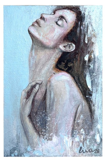 Original Acrylic Portrait Woman in Water Contemporary Art