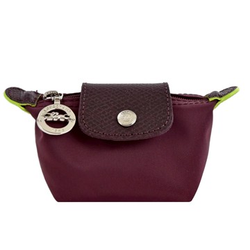 [平輸版]LONGCHAMP  LE PLIAGE GREEN系列撞色再生尼龍水餃零錢包(酒紅)真品平輸