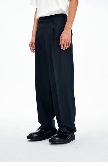 俐落垂感單褶休閒西褲男簡約通勤易打理休閒褲寬鬆直筒