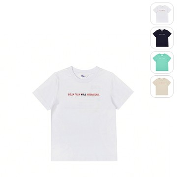 【FILA】KIDS 孩童款 短袖棉質圓領T恤-白色 1TEY-4400-WT