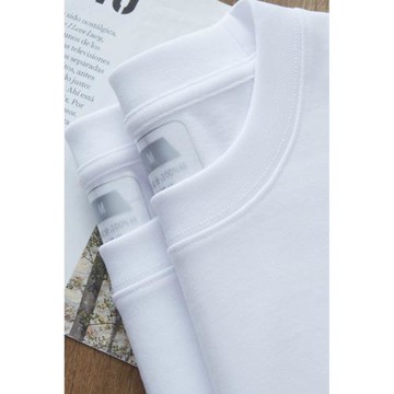 340G重磅陶瓷磨毛純棉白色長袖t恤男純色圓領秋冬正肩衛衣打底衫