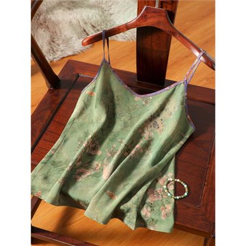 香云紗吊帶背心女真絲無袖上衣V領桑蠶絲內搭外穿內衣休閑打底衫