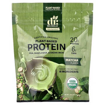 Dr. Murray's, Organic Plant-Based Protein, Matcha, 16 oz (453.59 g)