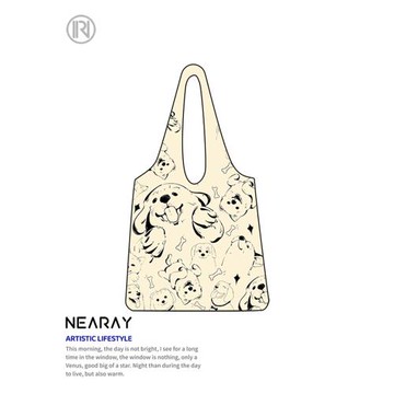 尼睿原創卡通漫畫小狗單肩包包可愛休閑帆布包大容量便攜購物袋AA