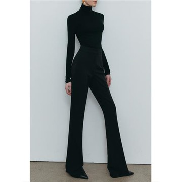 (免運)西裝面料喇叭褲女士春秋新款高腰垂感闊腿褲小個子顯瘦休閑微喇褲