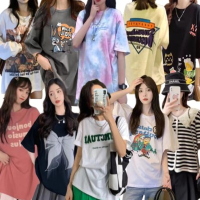 春夏服長袖半袖 Tシャツ 韓国ファッション 半袖 トップス ボーダー