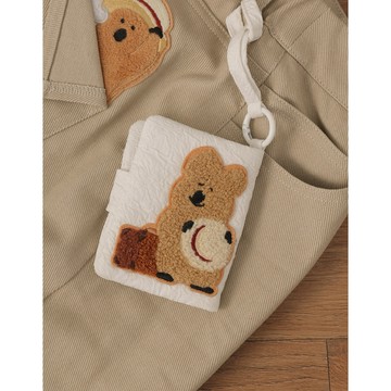 r. fav【DINOTAENG】毛巾繡壓紋對摺零錢包 QUOKKA款 / BOBO款(白/藍) 配件 現貨