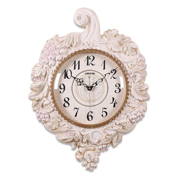 麗盛大號歐式葡萄壁掛鐘客廳臥室靜音時尚鐘表簡約時尚樹脂石英鐘