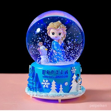 【臺灣-出貨】旋轉飄雪愛莎公主水晶球音樂盒八音盒女生兒童生日禮物玩具女孩子 TRU8