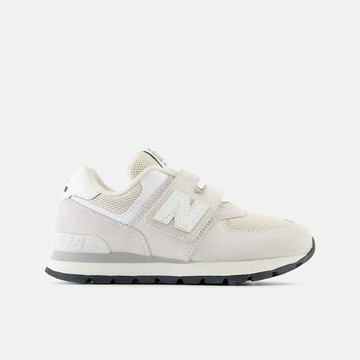 New Balance [PV574DGH] 中童 休閒鞋 經典 復古 W寬楦 NB 574 魔鬼氈 麂皮 百搭 灰白