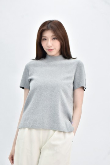 (S) giordano ladies 棉質高領灰色短袖上衣