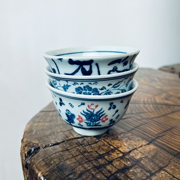 手繪青花闊口陶瓷品茗杯主人杯個人專用喝茶單杯功夫茶杯茶盞杯