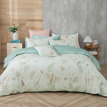 鴻宇 HongYew - 雙人兩用被套 美國棉授權品牌 300織-狐狸艾莉森 綠