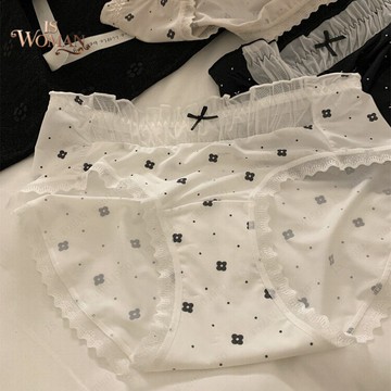 台灣現✨貨夏季少女冰絲女士內褲 女生純棉襠三角褲 提臀透氣甜美少女三角褲 純棉襠抗菌女士內褲 高彈力親膚舒適三角褲