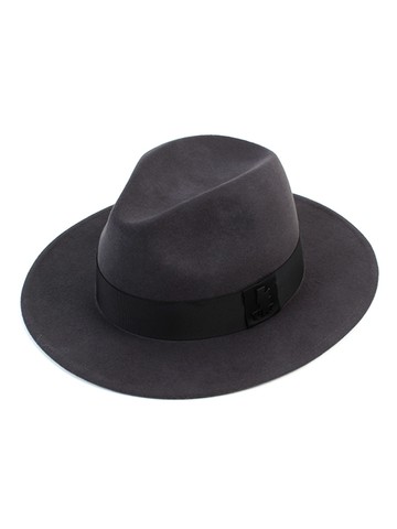 Grosgrain-Trimmed Wool Fedora _ Gray
