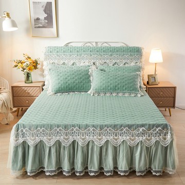 韓式蕾絲床裙單件夾棉加厚床罩床墊保護套花邊床單床套防塵罩2.0m