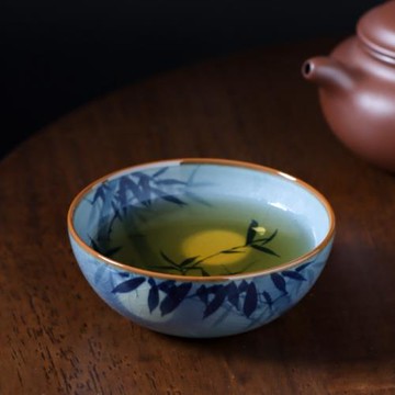 景德鎮手繪青花瓷主人杯陶泥月影竹普洱杯茶杯單杯釉下彩個人茶碗