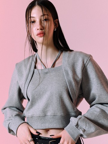 Bolero Layered Sweat_Melange Grey