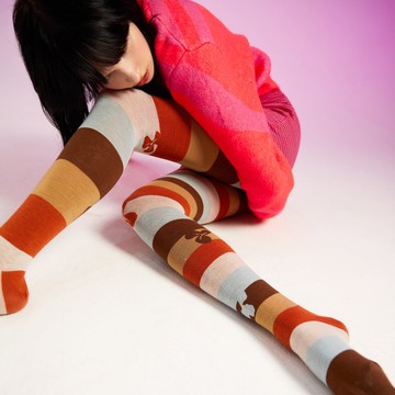 Mellow Autumn 醇秋不對稱復古羊毛混紡褲襪