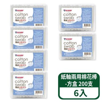 【優生】紙軸兩用棉花棒-方盒 200支 6入組