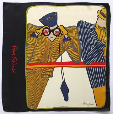 Per Spook Paris 古董絲巾 時尚藝術裝飾 90年代 21.5 x 21.5 英吋