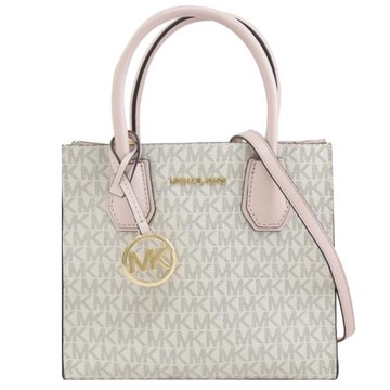 MICHAEL KORS MERCER 滿版MK印花手提兩用包.白粉