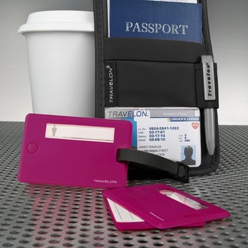 《TRAVELON》我的行李掛牌-深桃2入-- 行李吊牌 識別吊牌 登機牌 姓名牌