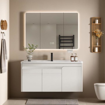 免運 破損補寄 可開發票 浴室櫃 洗手盆 新款法式浴室柜洗漱臺組合套裝不銹鋼浴室柜陶瓷一體盆家用洗漱盆 售後保障 全館免運 店長新品推薦 5hh12