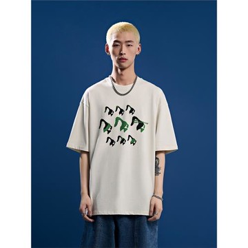 山小川潮牌趣味鴨印花短袖寬松夏季圓領t恤男純棉寬松情侶上衣服