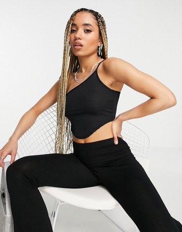 Club L London halterneck scarf detail top in black