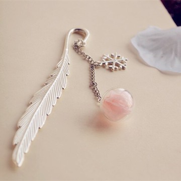 金屬羽毛書簽中國風櫻花永生花閨蜜情侶女生日禮品情人節創意禮物