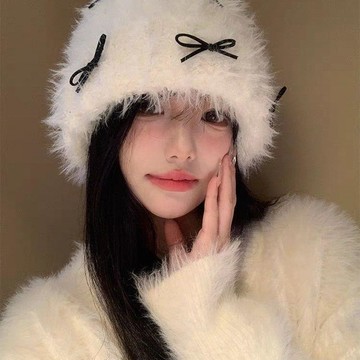 蝴蝶結針織毛線帽🔥韓系蝴蝶結可愛冷帽 秋冬外出百搭包頭帽 韓系包頭帽 大頭圍包頭冷帽 韓系休閒冷帽 外出毛線帽
