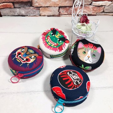 【台灣醒獅大佛棉布】馬卡龍零錢包/多功能包