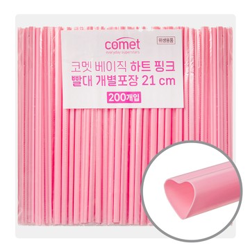 comet 基本粉紅色愛心吸管 21cm  200個  1入